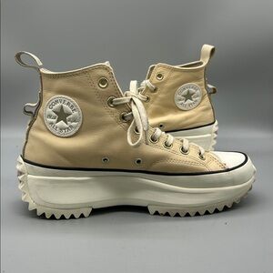 Converse Run Star Hike High Platform Leather Tan Beige White Custom size 10